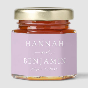 Modern Elegant Minimalist Thistle Purple Wedding Honey Jar Favors