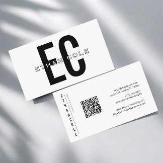 Modern Elegant Minimalist Typography QR code Business Card
