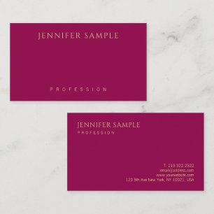 Modern Elegant Minimalist Viva Magenta Gold Business Card