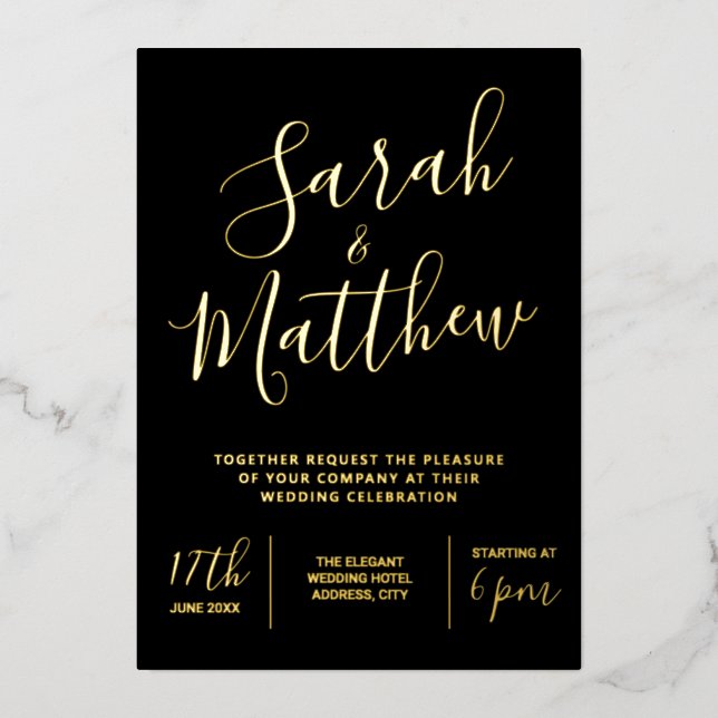 Modern Elegant Minimalist Wedding Foil Invitation (Front)