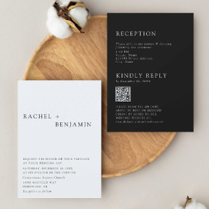 Modern Elegant  Minimalist Wedding QR Scan to RSVP Invitation