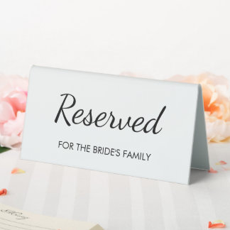 Modern Elegant Minimalist Wedding Reserved Table Tent