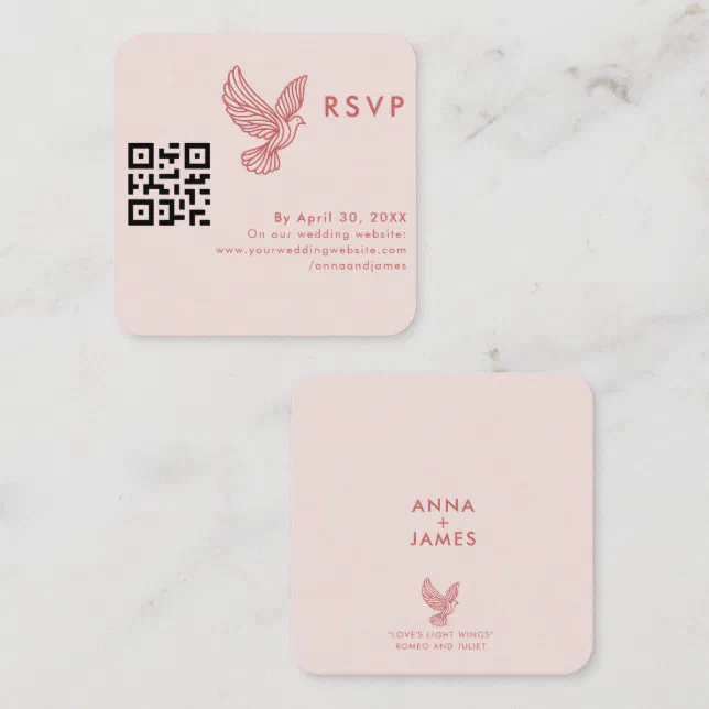Modern Elegant Minimalist Wedding RSVP QR Code Enclosure Card