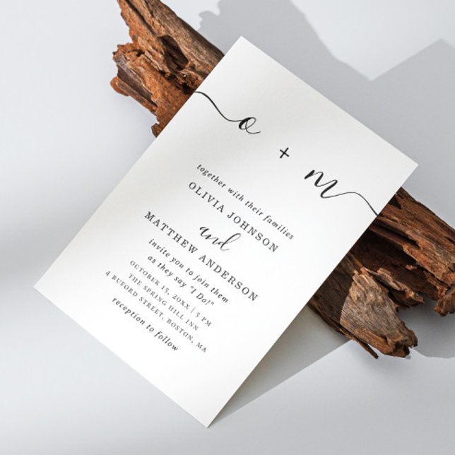 Modern Elegant Minimalist Wedding | Script Initial Invitation (Creator Uploaded)