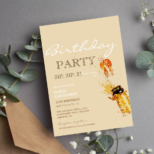 Modern Elegant Minimalistic 21st Birthday Party Invitation