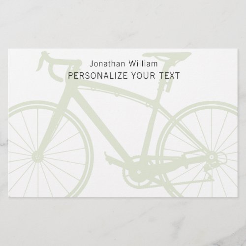 Modern Elegant Minimalistic Bicycle Green Personal Stationery