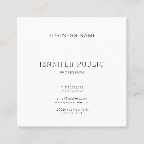 Modern Elegant Minimalistic Design Trendy Plain Square Business Card