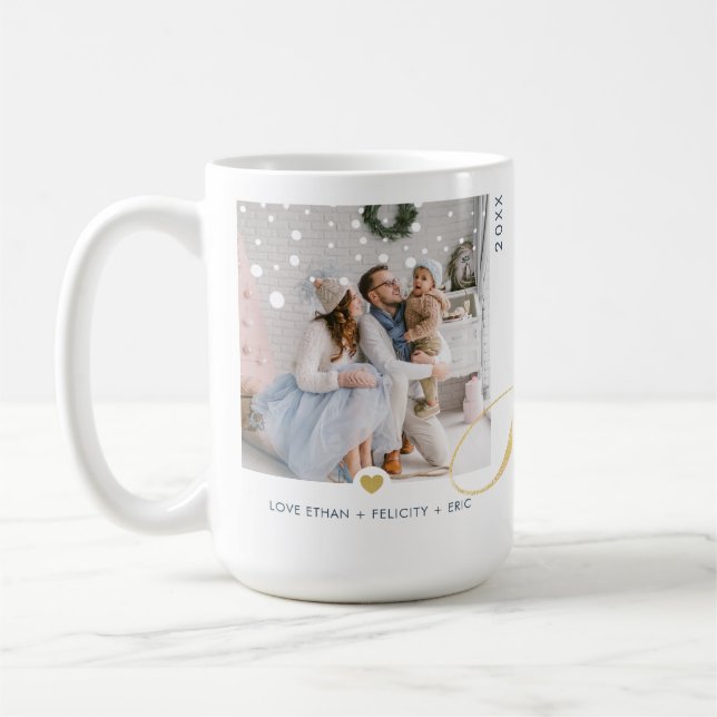 Modern, Elegant & Minimalistic Gold Joy Photo Coffee Mug (Left)