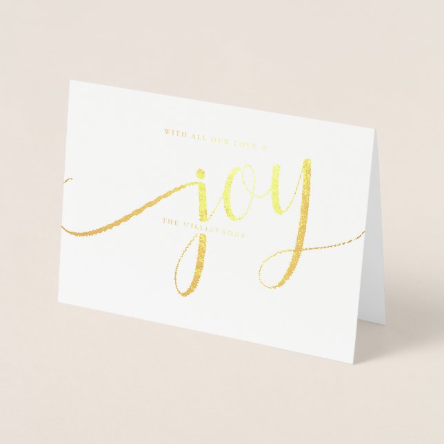 Modern Elegant Minimalistic Joy Holiday Foil Card (Front)