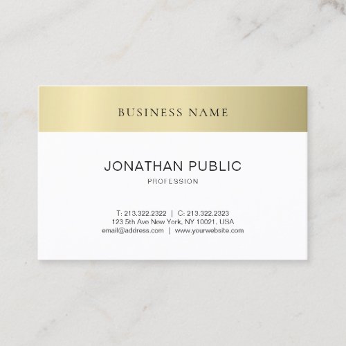 Modern Elegant Minimalistic Plain Gold Look Trendy Business Card