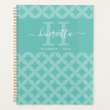 Modern Elegant Mint Circle Pattern Monogram Name