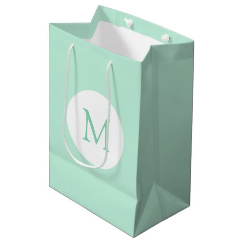 Modern Elegant Mint Green Color Monogram Template Medium Gift Bag