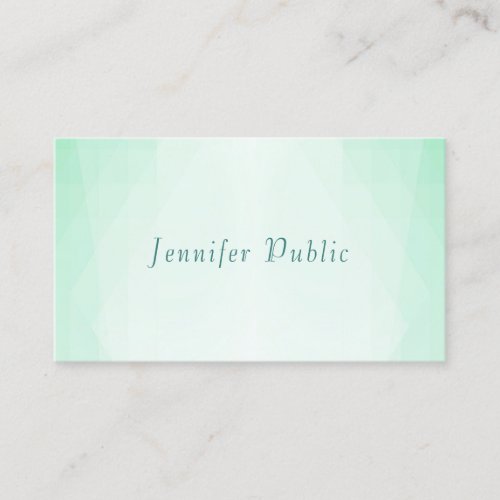 Modern Elegant Mint Green Script Monogram Template Business Card