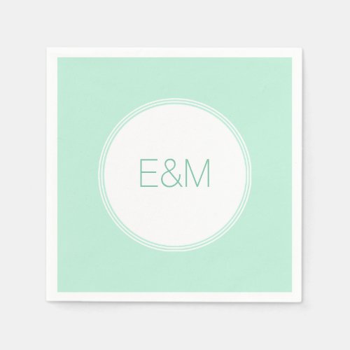 Modern Elegant Mint Green Template Monogram Napkins