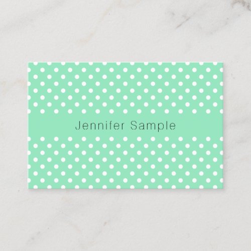 Modern Elegant Mint Green White Dots Template Business Card