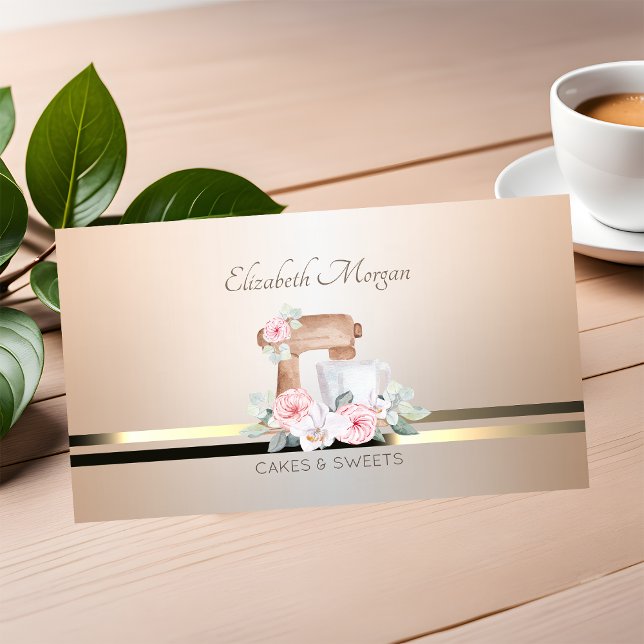 Modern Elegant Mixer Flowers Bakery Luminouse  Business Card (Creator Uploaded)