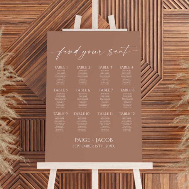 Modern Elegant Mocha Mousse Wedding Seating Chart Foam Board (Creator Uploaded)