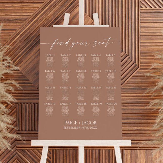 Modern Elegant Mocha Mousse Wedding Seating Chart Foam Board (Creator Uploaded)