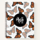 Modern Elegant Monarch Butterfly Monogrammed Notebook (Front)