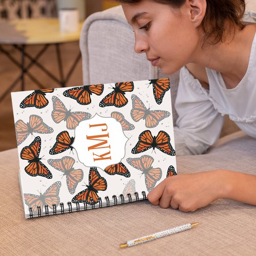 Modern Elegant Monarch Butterfly Monogrammed Notebook