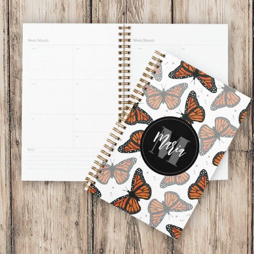 Modern Elegant Monarch Butterfly Monogrammed Planner