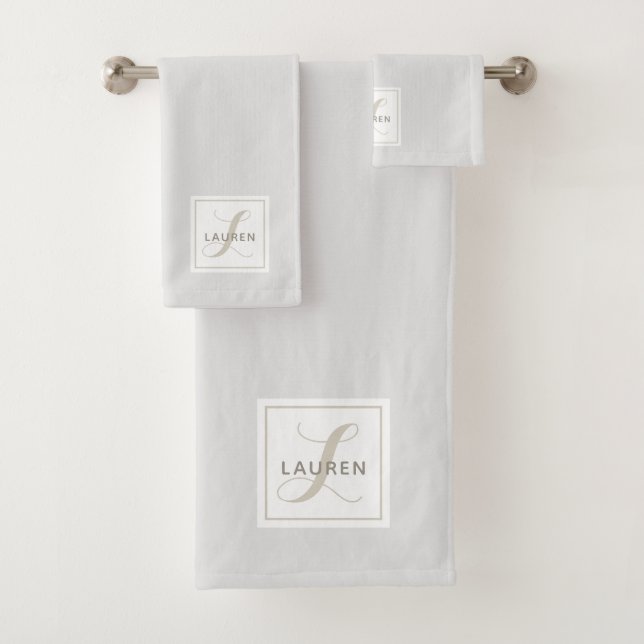 Modern Elegant Monogram Bath Towel Set (Insitu)