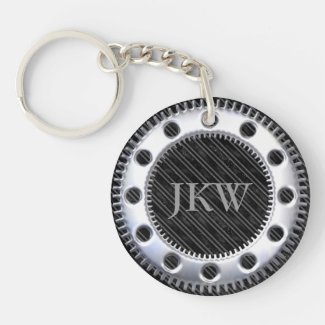 Modern Elegant Monogram Black and Grey Striped 