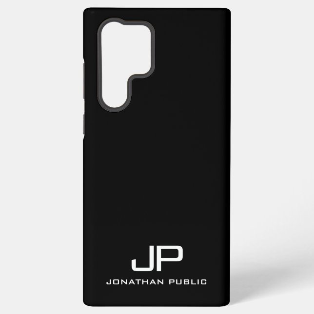 Modern Elegant Monogram Black And White Best Samsung Galaxy Case (Back)