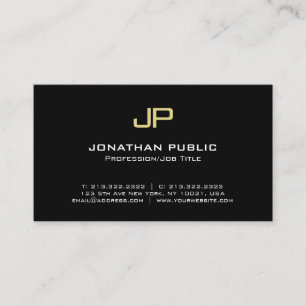 Modern Elegant Monogram Black Gold Design Business Card