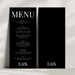 Modern Elegant Monogram Black White Wedding Menu<br><div class="desc">Celebrate the timeless beauty of love with my exquisite Premium Classic Modern Elegant Names / Monogram Black & White Wedding Collection. Elevate your special day to a new level of sophistication and charm, as you embark on your journey together as a couple. At Phrosne Ras Design Zazzle, we understand that...</div>