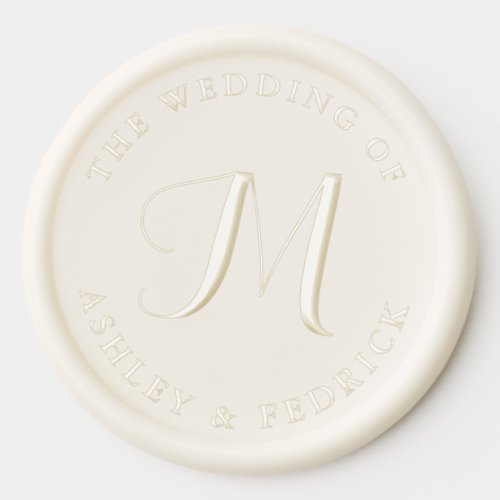 Modern Elegant Monogram Bride Groom White Wedding  Wax Seal Sticker
