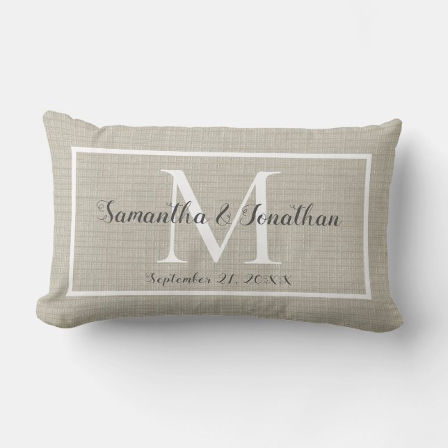Modern Elegant Monogram Chic Wedding Keepsake Lumbar Pillow (Front)