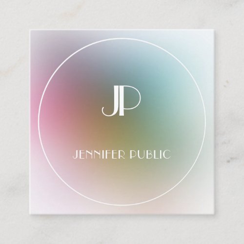 Modern Elegant Monogram Colorful Template Luxury Square Business Card