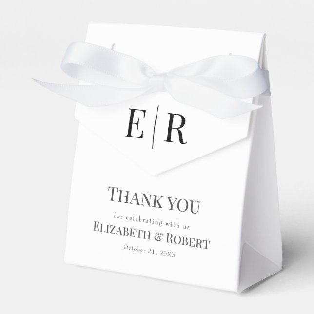 Modern Elegant Monogram Couple Photo Favor Boxes (Front Side)