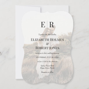 Modern Elegant Monogram Custom Photo Wedding  Invitation