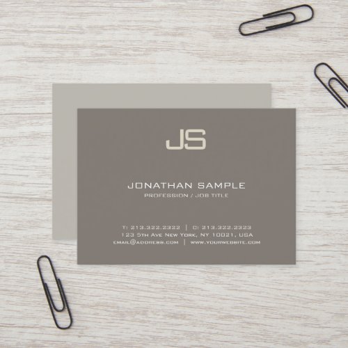 Modern Elegant Monogram Design Trendy Plain Luxury Business Card