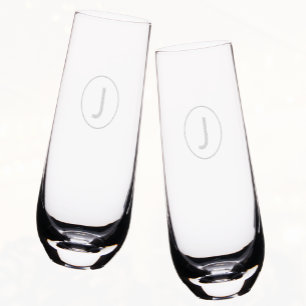 Modern Elegant Monogram Etched Glassware
