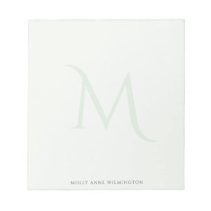 Modern Elegant Monogram Fade Light Green Notepad