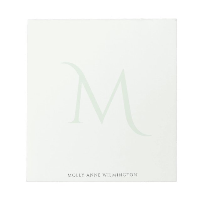 Modern Elegant Monogram Fade Light Green Notepad (Front)