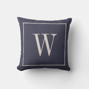Modern Elegant Monogram Family Initial Blue Chic Throw Pillow