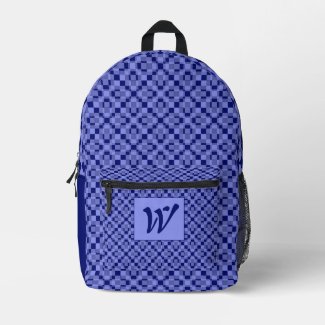Modern Elegant Monogram Geometric Fine Art Blue