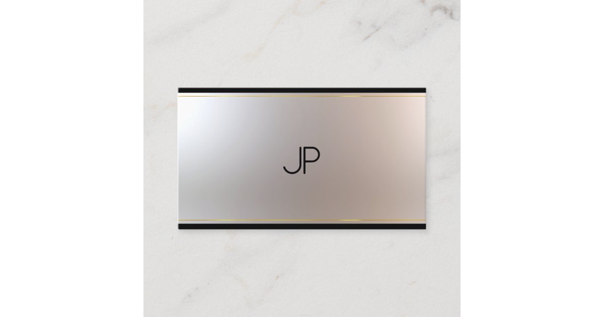 Modern Elegant Monogram Glam Unique Gold Silver Business Card | Zazzle