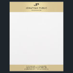Modern Elegant Monogram Glamour Template Faux Gold Letterhead<br><div class="desc">Modern Elegant Monogram Glamour Template Faux Gold Letterhead.</div>