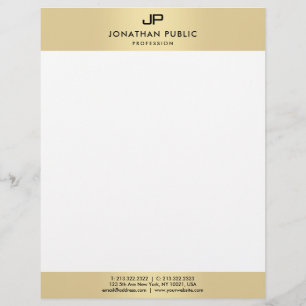Modern Elegant Monogram Glamour Template Faux Gold Letterhead