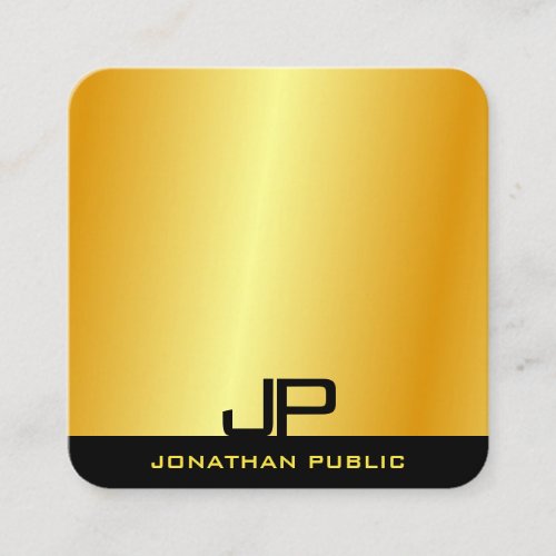 Modern Elegant Monogram Gold Look Template Square Business Card