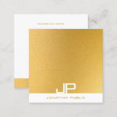 Modern Elegant Monogram Gold Professional Plain Square Business Card (Front/Back)