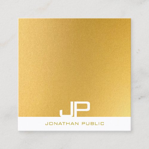 Modern Elegant Monogram Gold Professional Plain Square Business Card