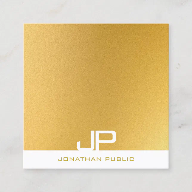 Modern Elegant Monogram Gold Professional Plain Square Business Card ...