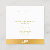 Modern Elegant Monogram Gold Professional Plain Square Business Card (Back)