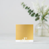 Modern Elegant Monogram Gold Professional Plain Square Business Card (Standing Front)